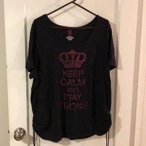 Woman’s Black T-shirt with drawstring sides
